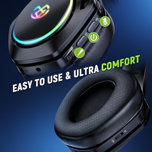 Tatybo Wireless Gaming Headsets for Ps5 Ps4 PC, 2.4GHz USB & Type-C Gaming Headphones, 40H+ Hrs & 7.1 Surround Sound with ...
