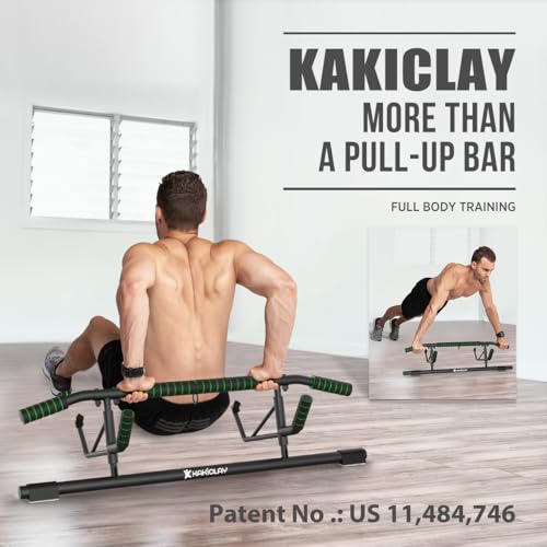KAKICLAY New Upgrade Pull Up Bar for Doorway - Foldable Design & Space-Saving, Upto 440 Lbs Capacity, No Screwing or Slipp...