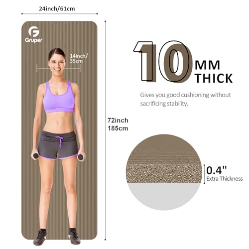 Yoga Mat Non Slip NBR Extra Thick Yoga Mat, 72"L x 32"/24"W x 0.6"/0.4"TH (185cm x 80cm/61cm x 15mm/10mm), Anti-Tear Exerc...