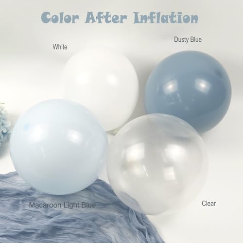 Dusty Blue Balloon Arch Kit 126 Pcs Light Blue and White Balloon Arch Garland Kit Include Macaron Balloons for Wedding Bir...