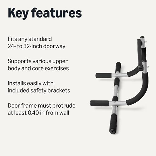 Amazon Basics Multi-Grip Doorway Pull Up Bar, 440 lbs Capacity, Silver