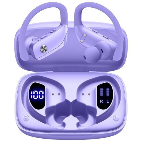 bmani Ear Buds Wireless Earbuds Bluetooth Headphones with 80H Playtime LED Display Case, Over-Ear Hook with Mic, Stereo So...