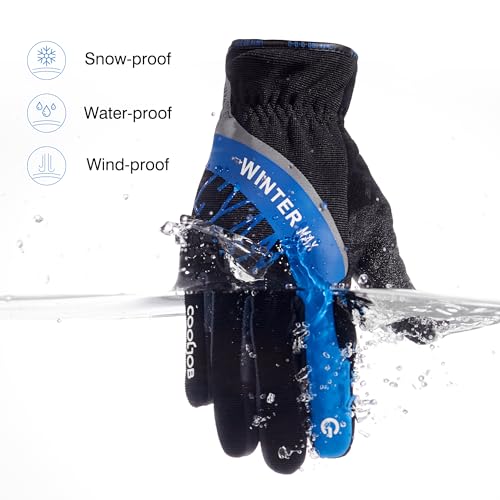 COOLJOB Waterproof Winter Sports Work Gloves for Men, Genuine Goatskin Leather with Fleece Lining, Thinsulate Warm Gloves ...