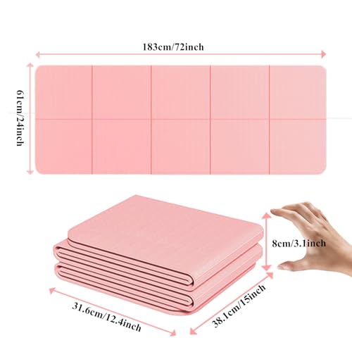 Yoga Mat for Travel, Non-Slip Yoga Mat, Exercise Mat 1/4" Thick Yoga Mat Foldable, Perfect for Pilates, Outdoor & Travel, ...