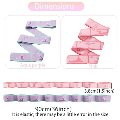 2pcs Stretch Strap for Kids,Elastic Yoga Stretching Strap with Loops, Multi-Loop Adjustable Exercise Stretching Bands，Stre...