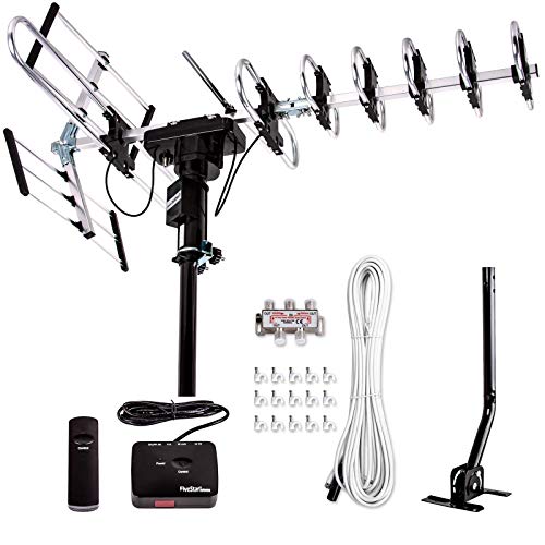 Five Star Outdoor Digital Amplified HDTV Antenna - up to 200 Mile Long Range,Directional 360 Degree Rotation,HD 4K 1080P F...