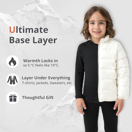 PUMYOON 2T-6Y Fleece Lined Toddler Thermal Set, Thermal Underwear for Kids Toddler Base Layer Shirt for Boys Girls