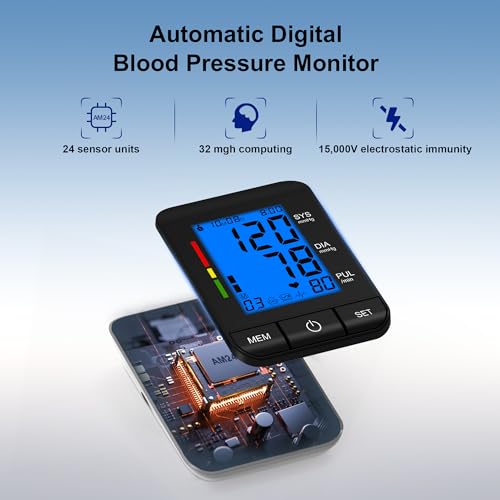 SDUNW Automatic Upper Arm Blood Pressure Monitor for Home Use with 9-17in & 13-21in L/XL/Extra Large Cuff, Accurate Measur...