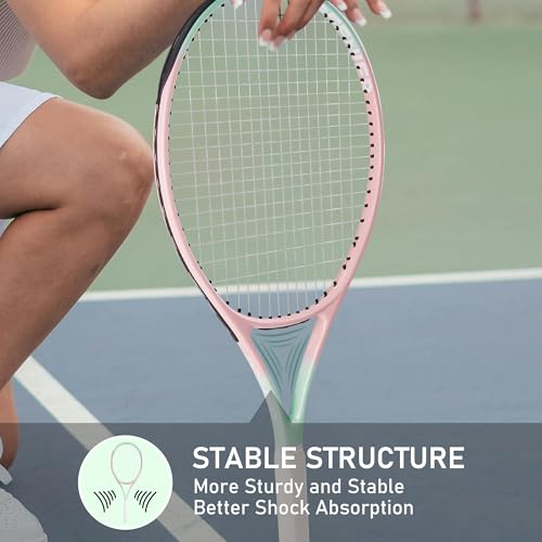 OGEENIER 27" Tennis Racket Set for Adults, Pre-Strung Tennis Racquets for Beginners, 2-Player Recreational Tennis Set with...