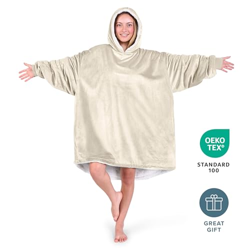 Bare Home Wearable Blanket Hoodie - Soft Plush Sherpa - Warm and Cozy - Oversized Wearable Blanket - Adult & Kid Sizes