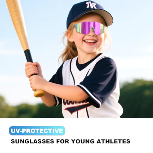 CMBJJU Kids Sunglasses,Youth Baseball Glasses for Boys Girls Age 6-14,Sports UV Protection Goggles