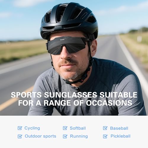 suoso Sports Cycling Sunglasses for Men: Lightweight UV Protection Polarized Sun Glasses for Youth Baseball Softball Running