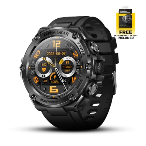 ALPHAGEAR Raptor PRO Smartwatch for iPhone & Android, Rugged Smart Watch (Answer/Make Call), Wellness Tracker with 1.58" A...