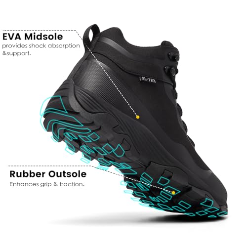 SHULOOK Men's Waterproof Hiking Boots Outdoor Lightweight Breathable Trekking Camping Mountaineering Shoes