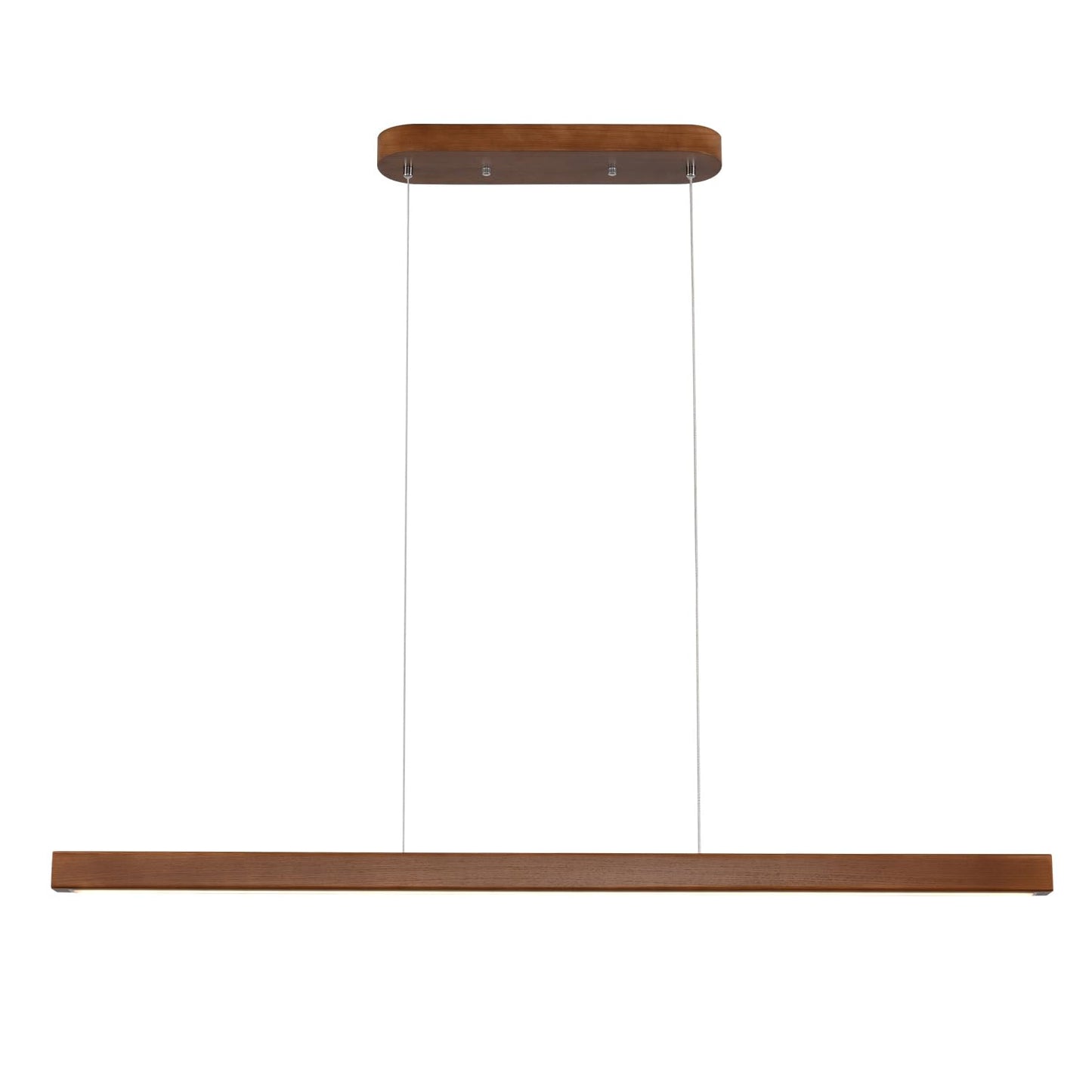 31.5 Wood Linear Pendant Light - Dimmable Led Chandelier With Remote  Adjustable Modern Farmhouse Lighting For Kitchen Islands  Dining Rooms & Bars Walnut Color (19W Energy-Efficient)