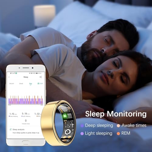 Health Tracker Ring, Smart Health Ring for Women Men with Heart Rate, Blood Oxygen, Sleep Monitor, Steps,Calories, No Subs...