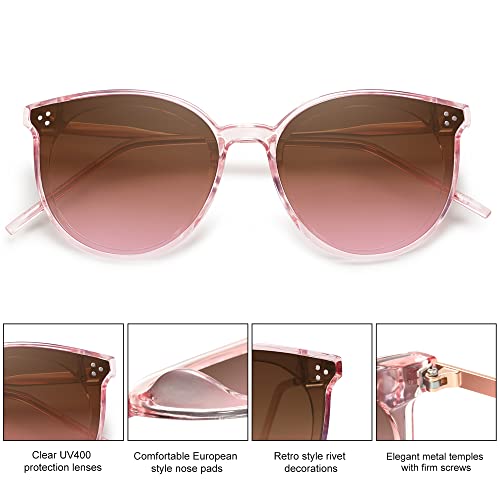 SOJOS Classic Trendy Round Sunglasses Womens Mens Oversized Large Shades UV400 Vacation Sunnies SJ2068