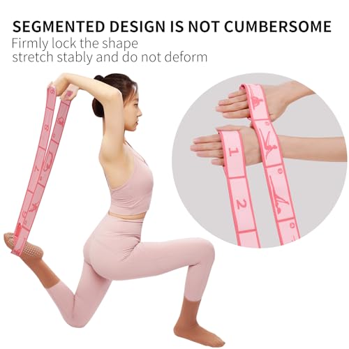 Elastic Yoga Stretching Strap with 9 Loops Pattern Guide, Stretch Straps for Pilates, Dance, Gymnastics Physical Therapy, ...