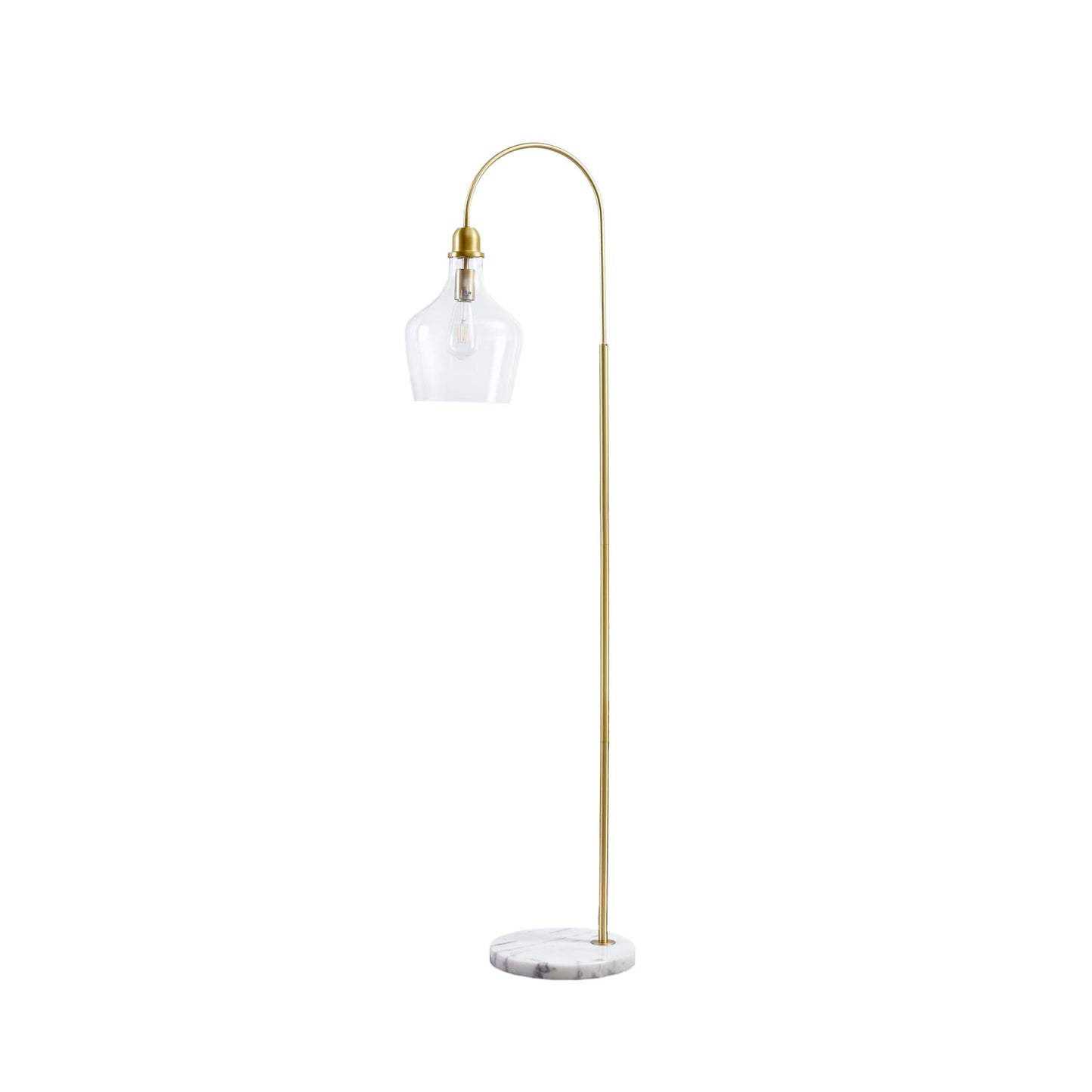 Hampton Hill Auburn Floor Lamp, 11.8 Metal, Gold, Bell Glass Shade, Model Mp154-0200, Modern, Ideal For Living Room, Foyer, Office