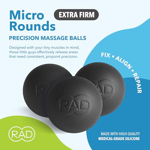 RAD Micro Rounds – Firm Yoga Deep Tissue Massage Ball Set – Myofascial Release Balls for Feet, Plantar Fasciitis, Jaw & Ha...
