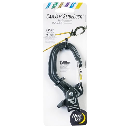 Nite Ize CamJam SlideLock Rope Tightener - Features Pull-to-Tighten Lock & Quick-Release Lever - 500 lb Working Load Limit...