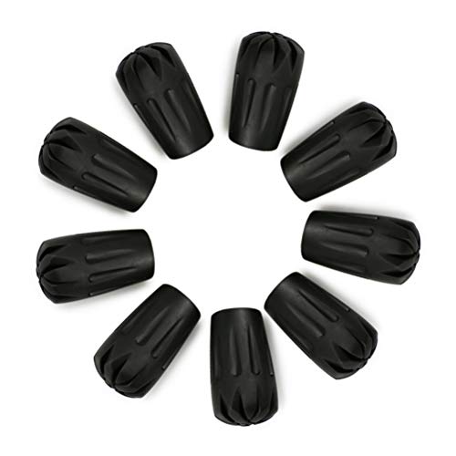Ruzzut Black Rubber Diamond Trekking Pole Tip Protectors - Hiking Pole Replacement Tips with Shock Absorption, Adds Grip a...