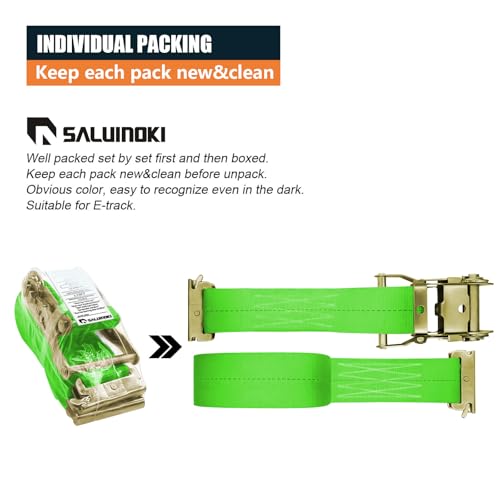 SALUINOKI 10Pack E Track 2 Ratchet Strap Etrack Van Box Truck Strap Accessories Heavy Duty 12ft E Track Accessories 4400lb...