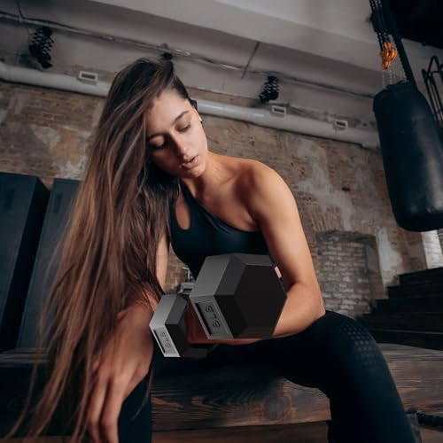 BalanceFrom Rubber Coated Hex Dumbbell Set with A-Frame Rack, Black – Solid Cast Iron Home Gym Weights with Chrome Handles...