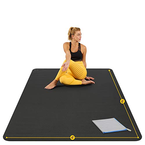 Large Yoga Mat 6'x4'x8mm Extra Thick, Durable, Eco-Friendly, Non-Slip & Odorless Barefoot Exercise and Premium Fitness Hom...