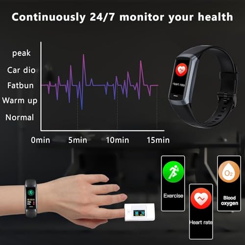 BSLIZHEN Fitness Tracker with 24/7 Blood Oxygen Heart Rate and Sleep Monitor,IP68 Waterproof,1.10''AMOLED Touch Color Scre...