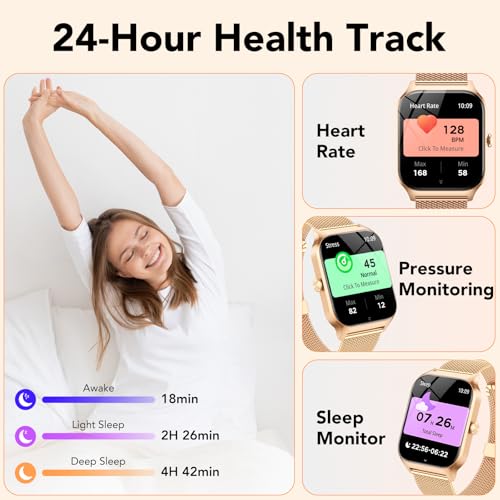 CASCHO Smart Watches for Women (Android/iOS), 1.85" HD Smart Watch with Calls/Messages/AI Voice Control, Sleep/Heart Rate,...