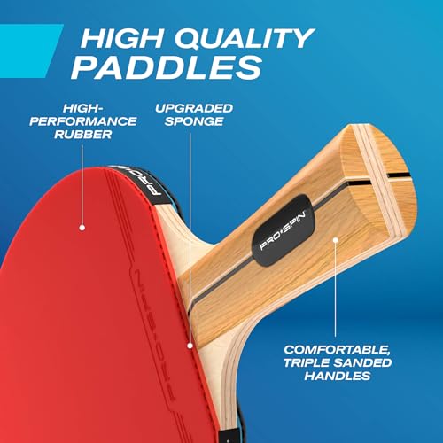 PRO-SPIN Portable Ping Pong Set with Retractable Ping Pong Net for Any Table, All-in-One Table Tennis Set with Ping Pong P...