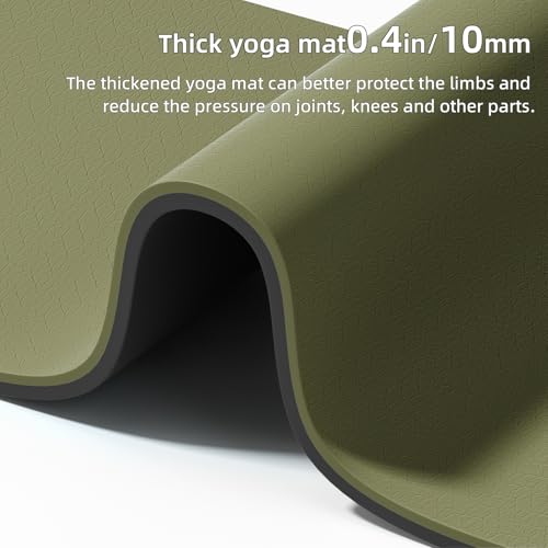 Yoga Mat Thick(10mm) Exercise Mat Non Slip Anti-tear,72"x35" Extra Large Pilates Mats for Home Workouts, Gym & Floor Stret...
