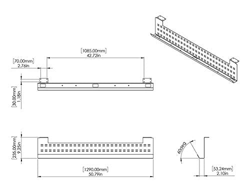 Stand Up Desk Store Under Desk Cable Management Tray Black Horizontal Computer Cord Raceway And Modesty Panel (White, 51)