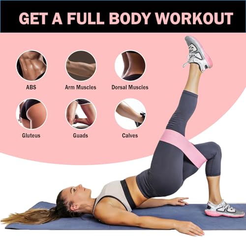 KANGFITER Non-Slip Fabric Resistance Bands for Working Out, Loop Exercise Bands for Booty Leg, Butt, Glute, Stretch Workou...