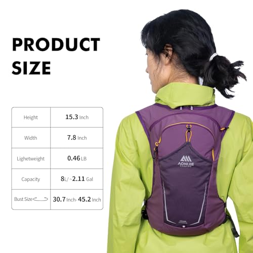 AONIJIE Running Hydration Vest for Men & Women, 8L Hydration Backpack, Multiple Pocket Designs for Water Bottles/Bladders,...
