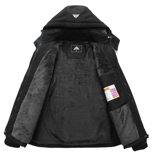 MOERDENG Women's Ski Jacket Waterproof Winter Coat Hooded Snowboarding Jacket Warm Winter Jacket