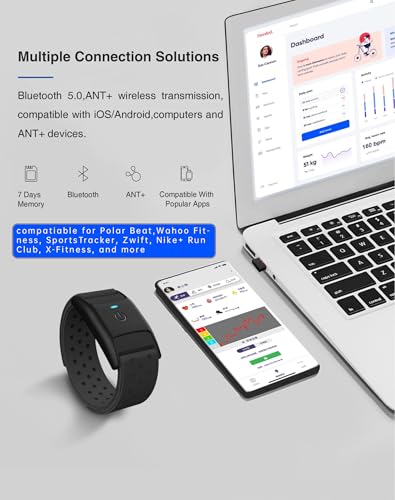 Heart Rate Monitor Armband HRM CHILEAF Heart Rate Sensor HR Sensor IP67 ANT+ Bluetooth 60H Long Battery Life Compatiable f...