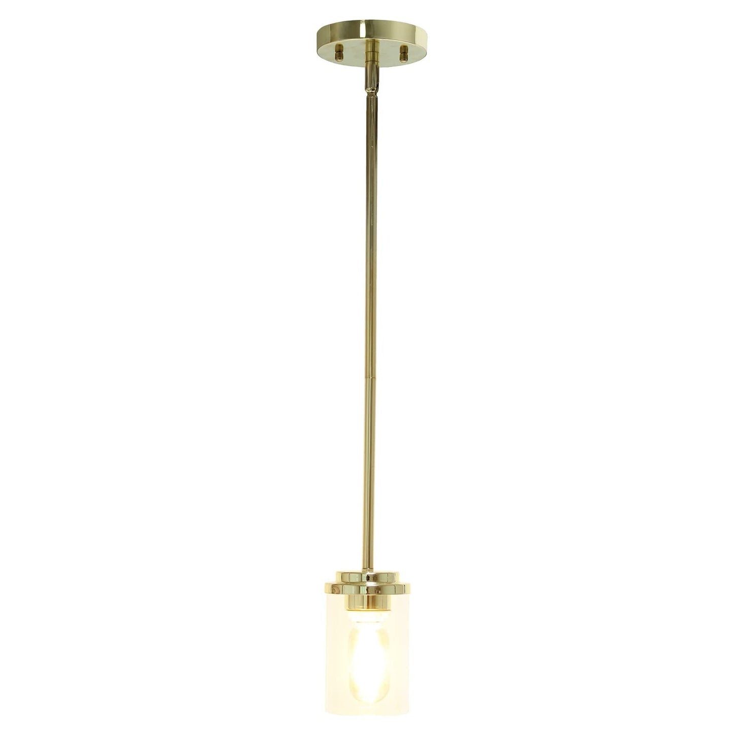 Lalia Home 1-Light Industrial Pendant Fixture, Gold, Clear Cylinder Glass, 4.75x4.75x53, Model 1270-LHP-3011-GL