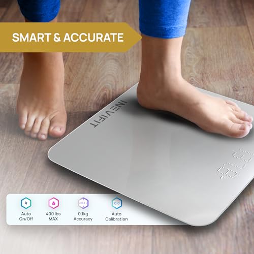 INEVIFIT Smart Bathroom Scale, Highly Accurate Bluetooth Digital Bathroom Body Weight Scale, Precisely Measures Weight & B...