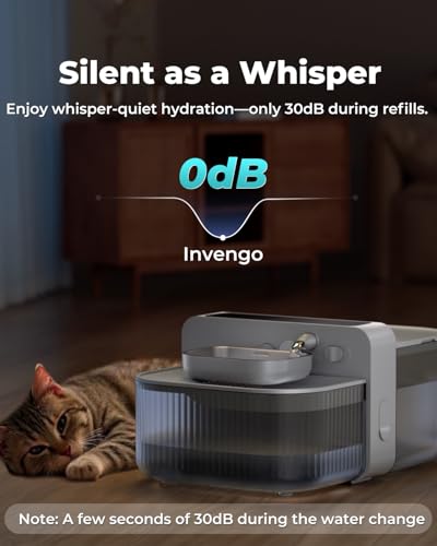 Invengo No-Filter Wireless Cat Water Fountain, 3.5L Stainless Steel Pet Fountain for Cats & Dogs – Wastewater Separation, ...
