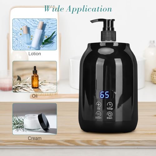 Essential Oil Heater Kit, 110-240V Professional Lotion Warmer Dispenser Heated LED Display Temperature Adjust Single Massage Oil Bottle Warmer for Home Beauty Spa Salon (US Plug)
