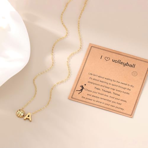 AULSIEY Initial A-Z Volleyball Necklace for Girls Teens Women, Personalized Volleyball Christmas Gifts for Team Lovers, 1...