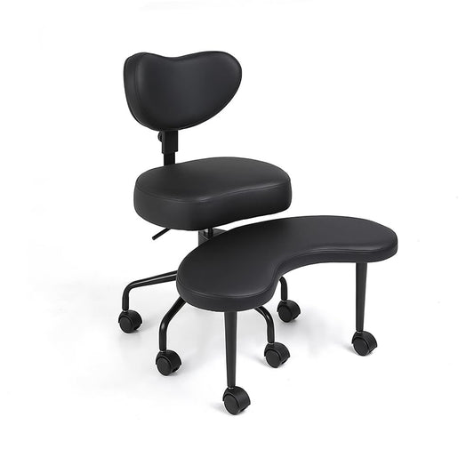 Pipersong Meditation Cross Legged Chair PRO, ADHD Chair with Height Adjustable Backrest, Criss Cross Desk Use with Footrest and Wheels for Home Office, Flexible Design for Fidgety Sitters, Black