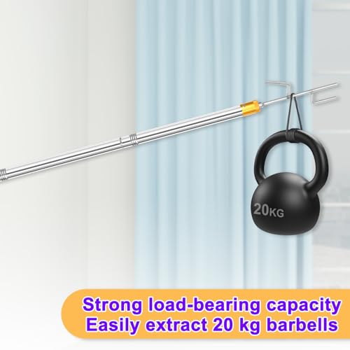 Clothes Hook Pole,29-71 Inch Adjustable Extension with Hook Bar.Suitable for Clothes Hanger Rod, Christmas light, Hanging ...