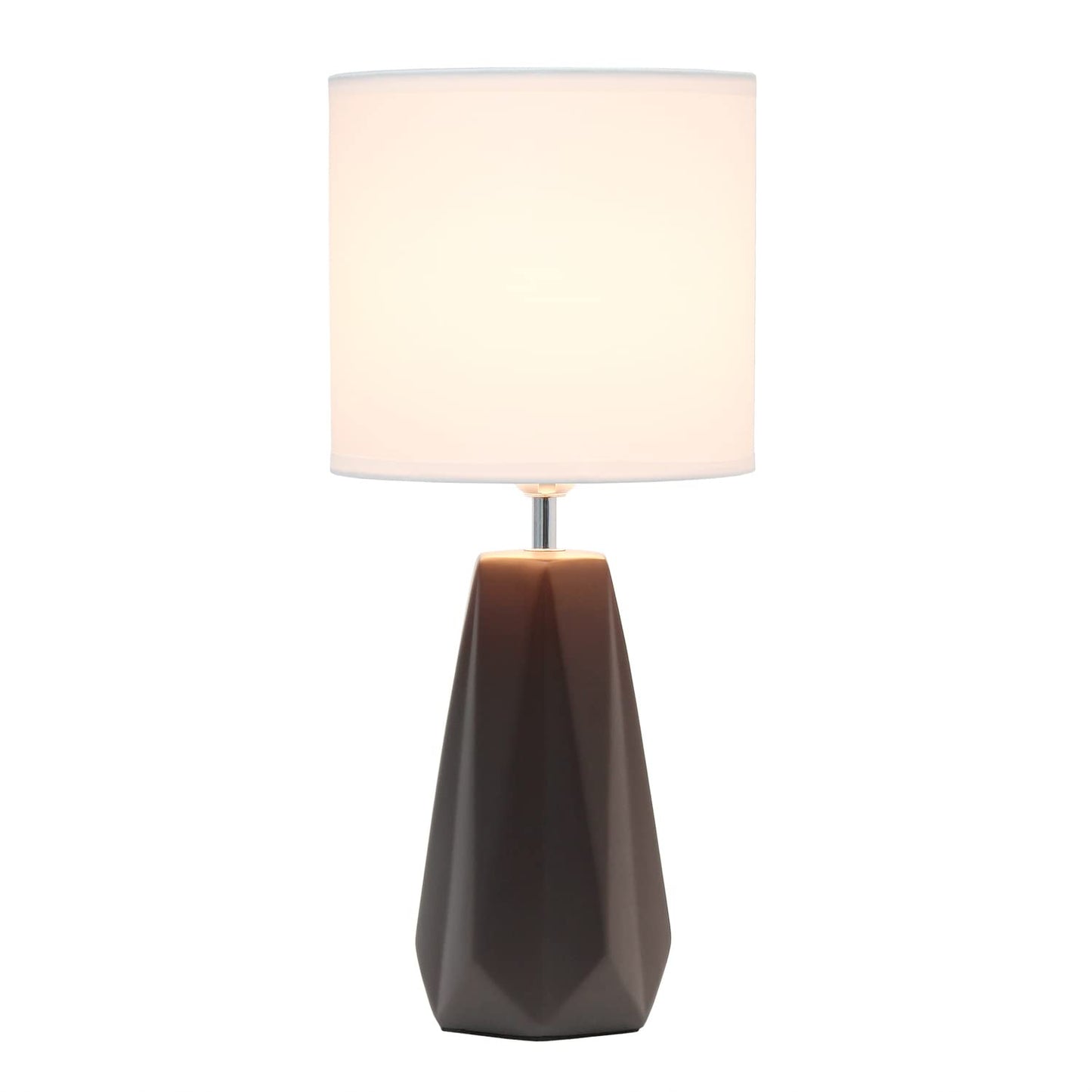 Simple Designs Ceramic Table Lamp, 8inL x 8inW x 17.5inH, Espresso Brown, Model LT2082-BWN