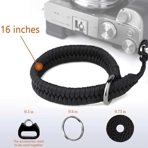 AQAREA Camera Wrist Strap for DSLR Mirrorless Camera, Quick Release Camera Hand Strap with Safer Connector（Black）