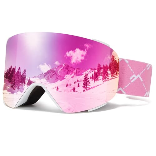 JQF Gear Ski Goggles Over Glasses Snow/Snowboard Goggles OTG Magnetic Full Revo for Men Women Adult UV Protection