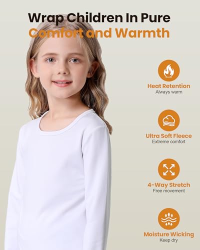 songcode Thermal Underwear for Kids long johns, Girls Thermal Underwear Set for Skiing, Kids Long Underwear Base Layer Winter