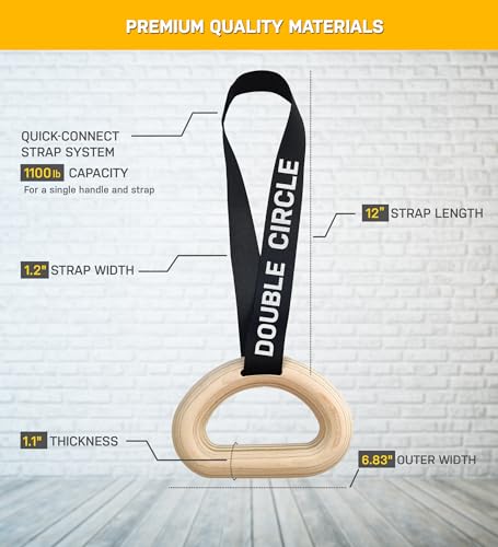 Double Circle Pull Up Handles - Pull Up Grips, LAT Pull Down Gym Handles Design - Quick Attachment to Bars and Barbell Gri...